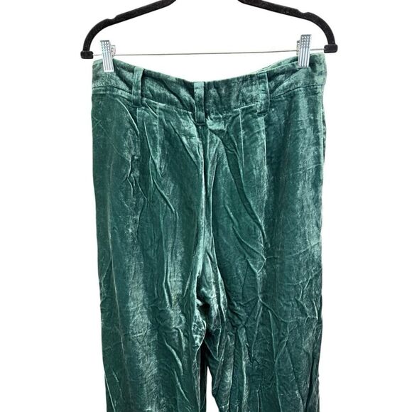 Madewell Velvet Pleated Wide-Leg Pants Smoky Spruce Green | Size 10 - Picture 9 of 16